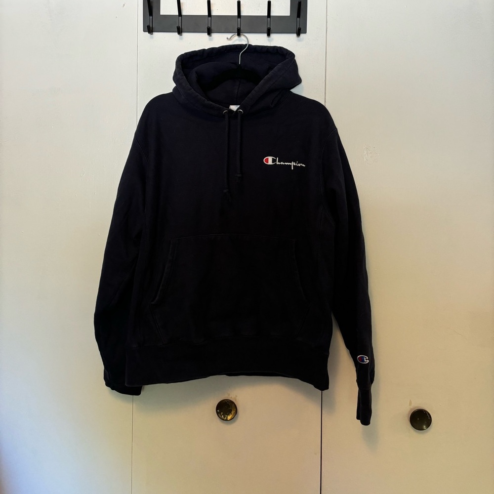Navy Blue Champion Reverse Weave Hoodie